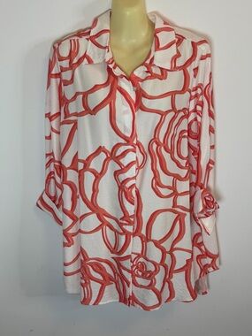 Boho Chic Orange Floral Button Down Tunic